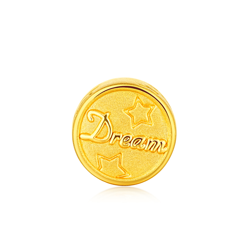 六福珠宝轻松小熊幸运星黄金转运珠女5D硬金串珠手绳礼物023419PA