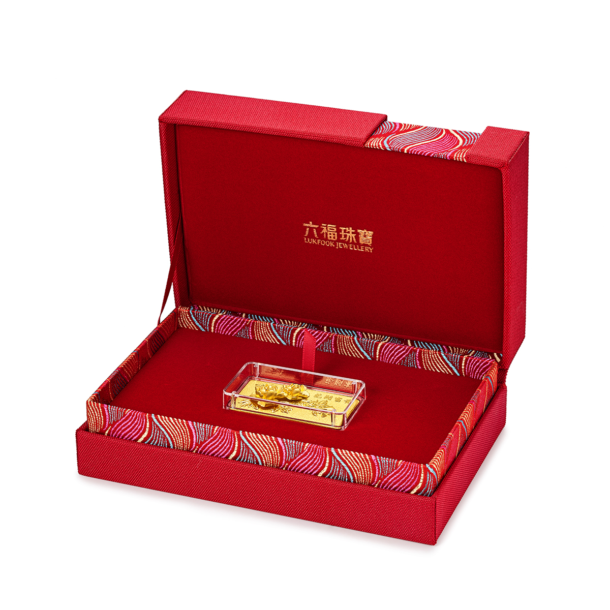 六福珠宝花开富贵黄金投资金条50g收藏浮雕金摆件计价002692GA-50【联系客服补货】