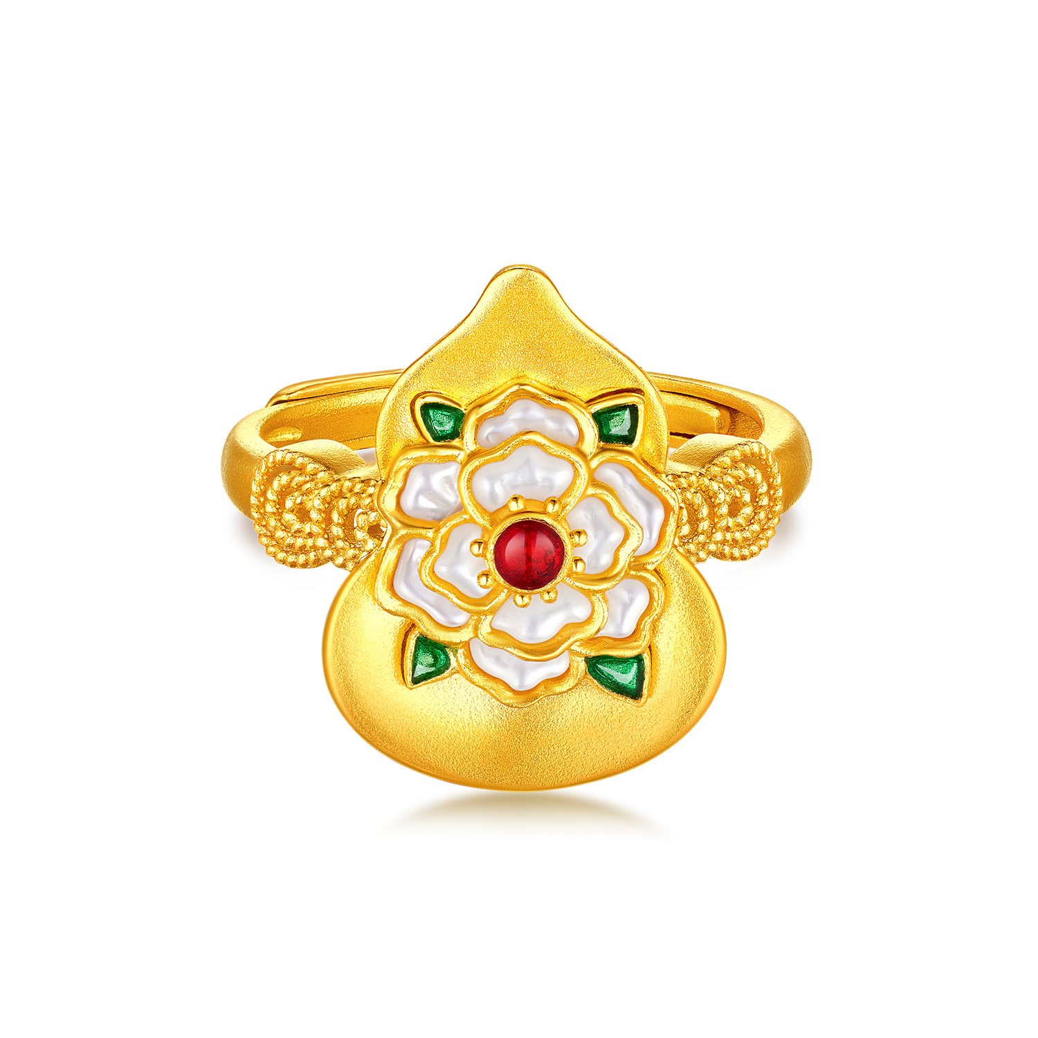 六福珠宝福满传家福禄吉祥黄金戒指女贝壳足金葫芦计价L17G0010DS【联系客服补货】