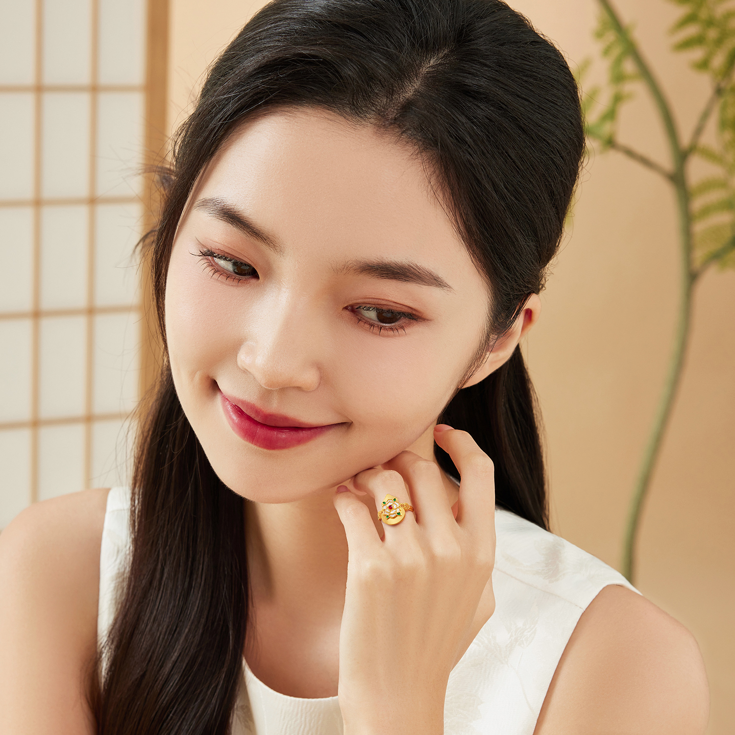 六福珠宝福满传家福禄吉祥黄金戒指女贝壳足金葫芦计价L17G0010DS【联系客服补货】