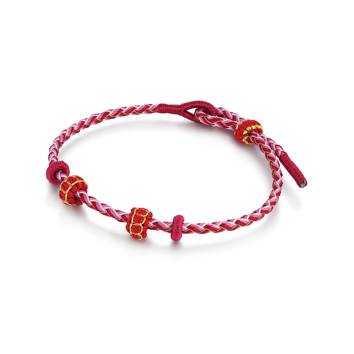 六福珠宝轻松小熊黄金转运珠吊坠女款福字5D硬金串珠手绳023414PA