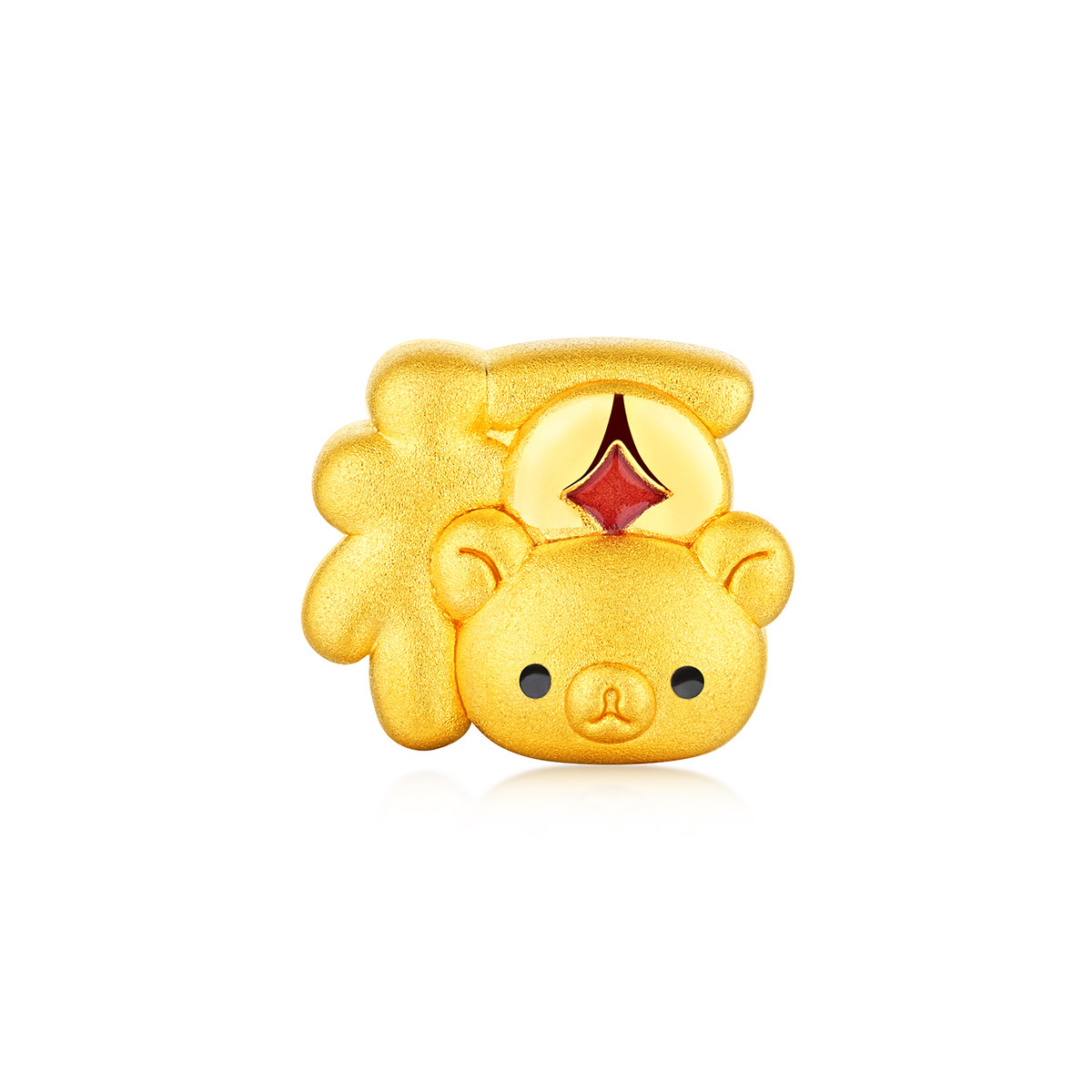 六福珠宝轻松小熊黄金转运珠吊坠女款福字5D硬金串珠手绳023414PA