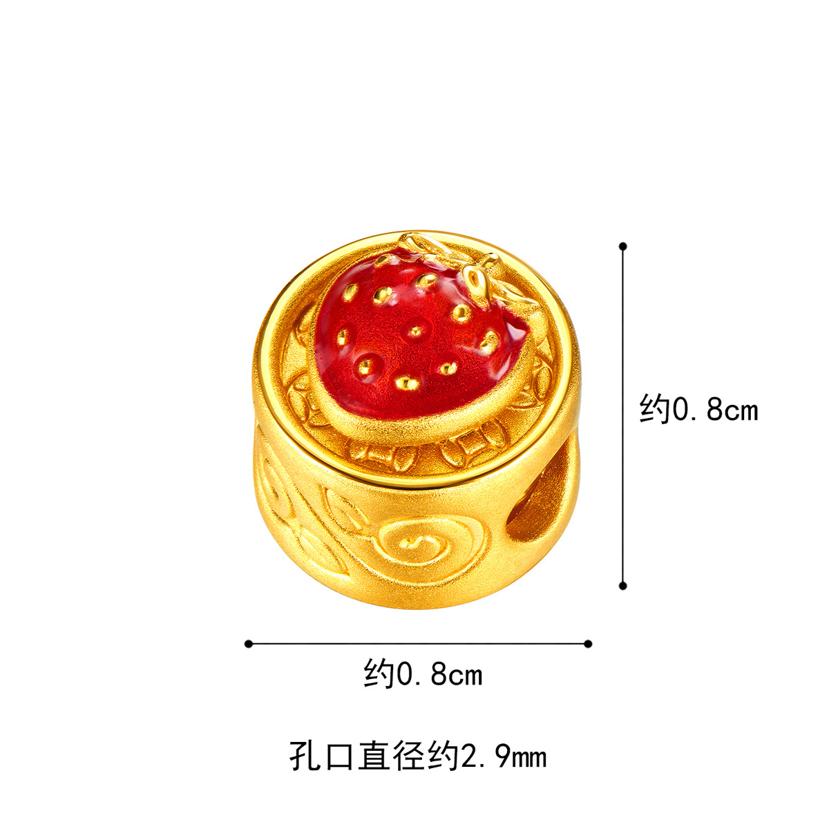 六福珠宝果趣多黄金转运珠女硬金串珠配饰可DIY定价A01A1TBP0052