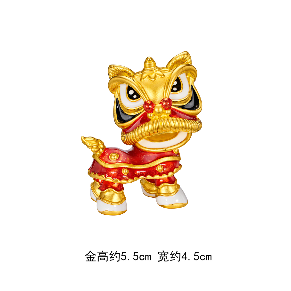六福珠宝祈福雄狮实体黄金摆件鎏彩工艺醒狮收藏送礼定价DH0124A【联系客服补货】【视频看货】