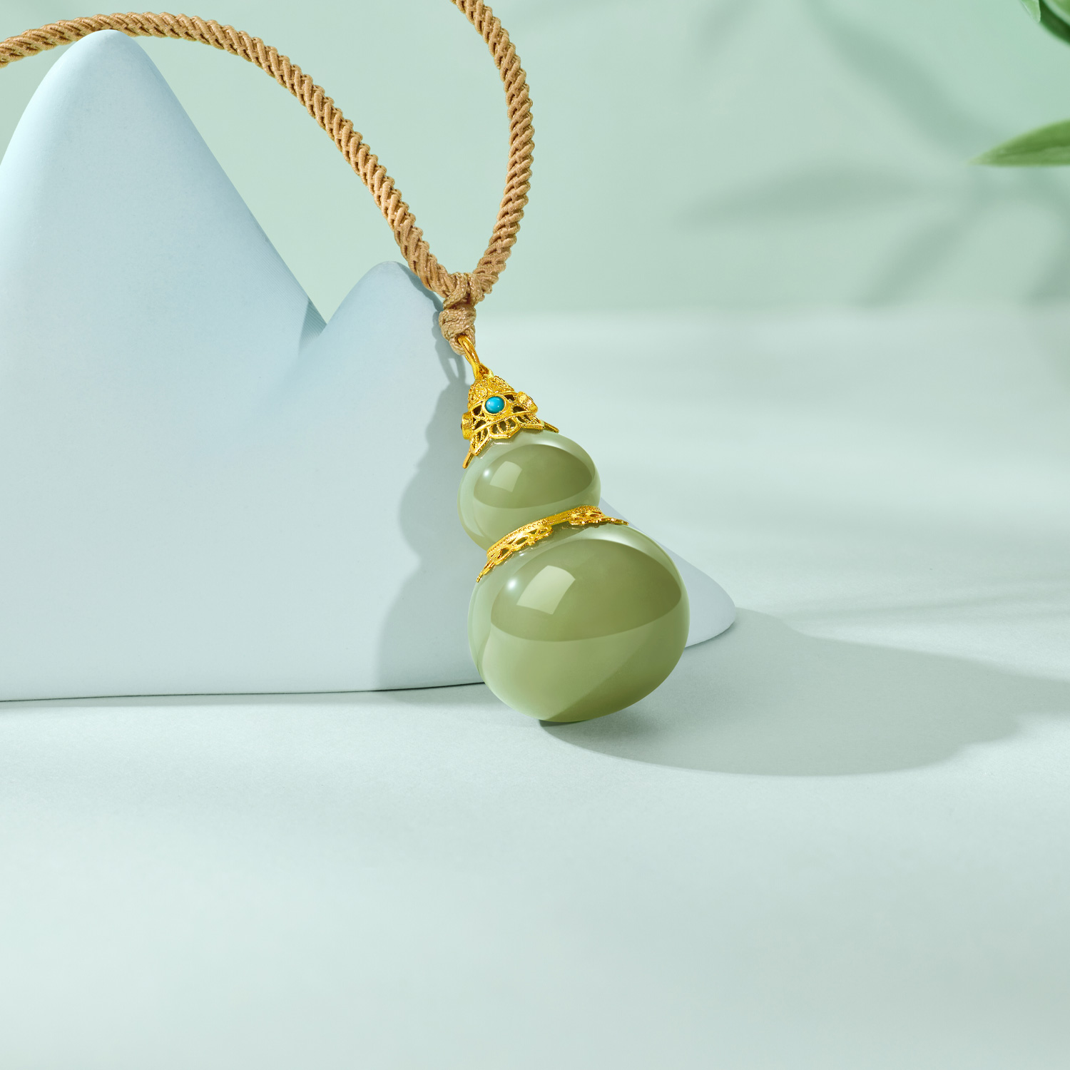 六福珠宝福满传家金玉葫芦黄金吊坠女款和田玉挂坠首饰L28A0007DS