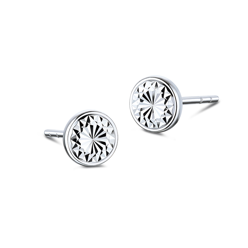 六福珠宝星芒铂金耳钉铂950女款日常圆形白金耳饰计价L25P0001DS