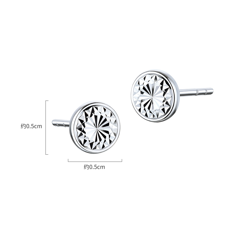 六福珠宝星芒铂金耳钉铂950女款日常圆形白金耳饰计价L25P0001DS