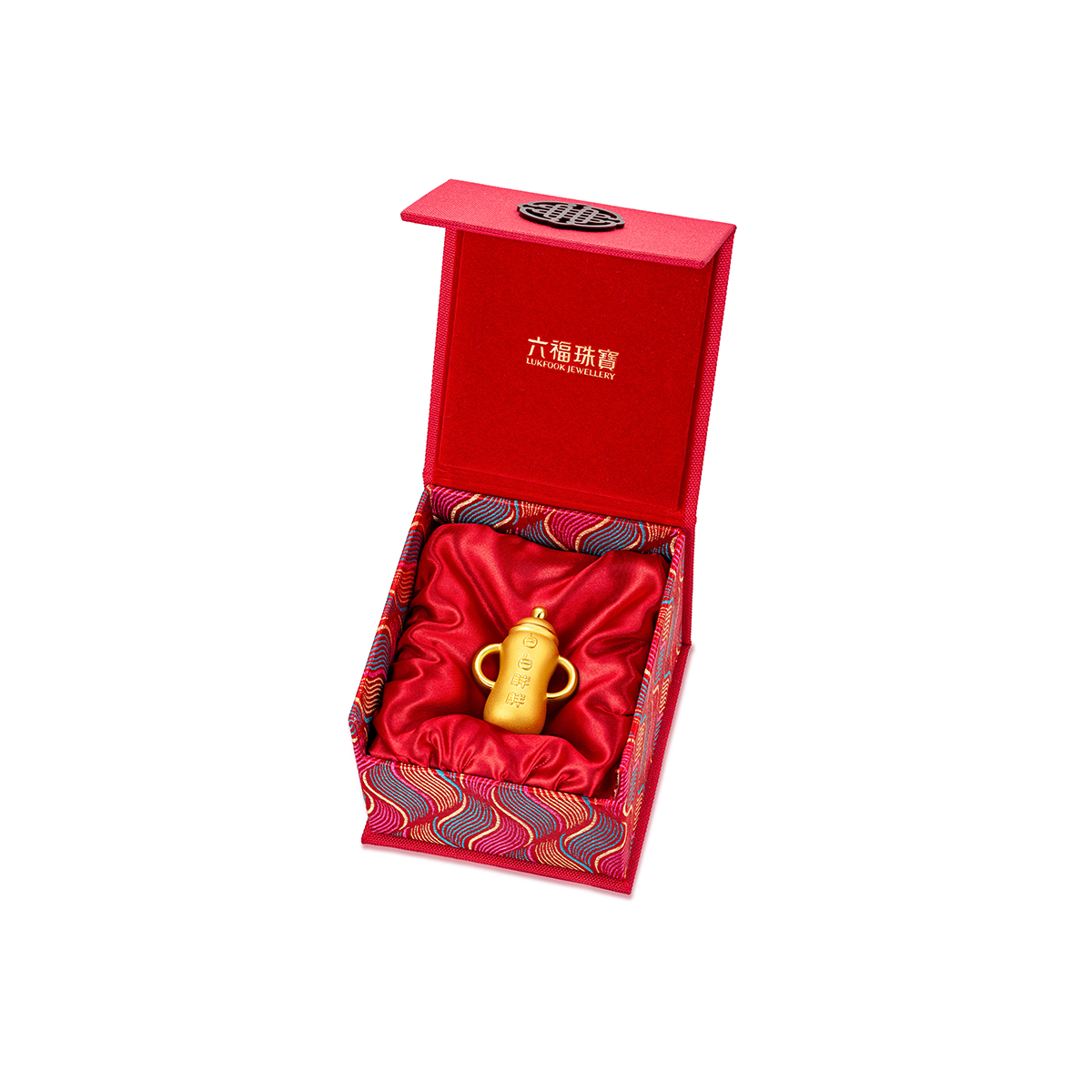 六福珠宝金奶瓶黄金摆件纪念新生宝宝满月礼足金计价L11TBGA0002【联系客服补货】【视频看货】