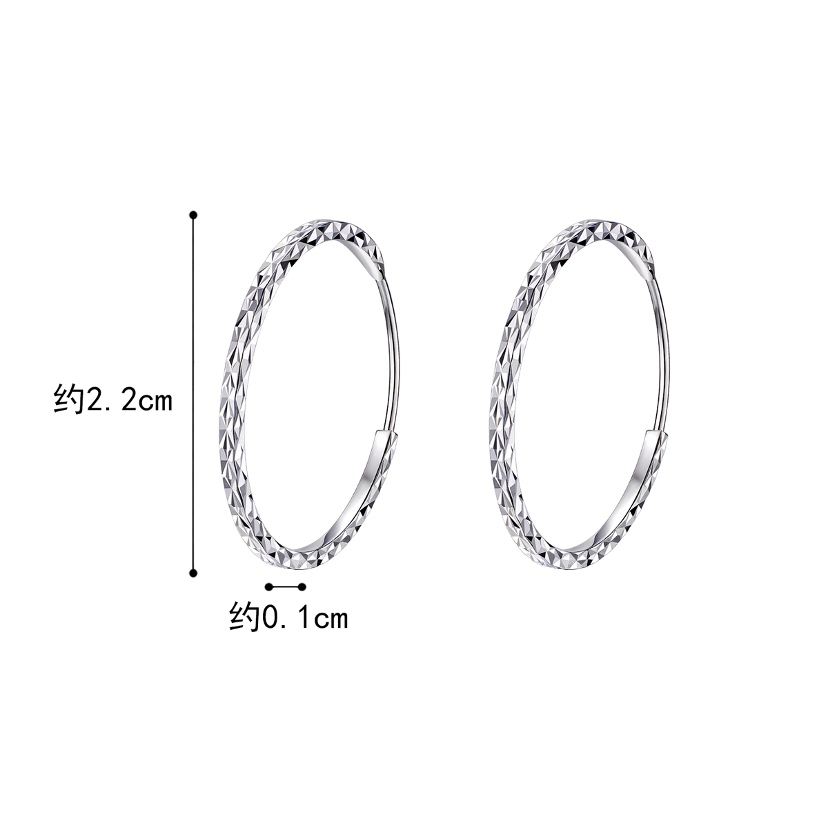 六福珠宝满天星铂金耳圈铂950女款白金耳环耳饰计价L04TBPE0009