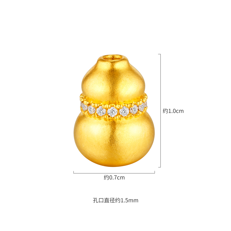 六福珠宝超轻金钻小葫芦黄金转运珠挂坠女款钻石串珠配件029410PA