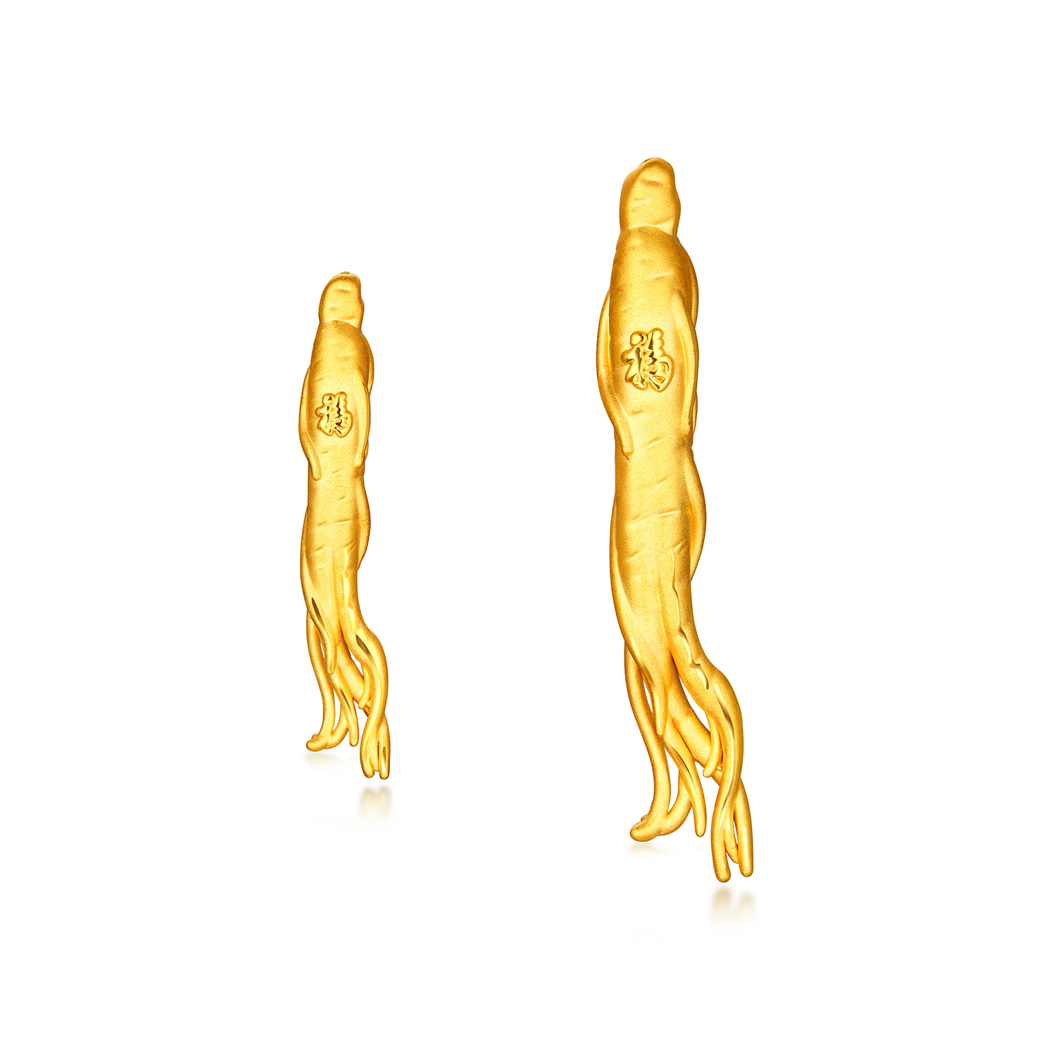六福珠宝滋补系列冬虫夏草黄金摆件收藏足金人参工艺品L11A0006DS