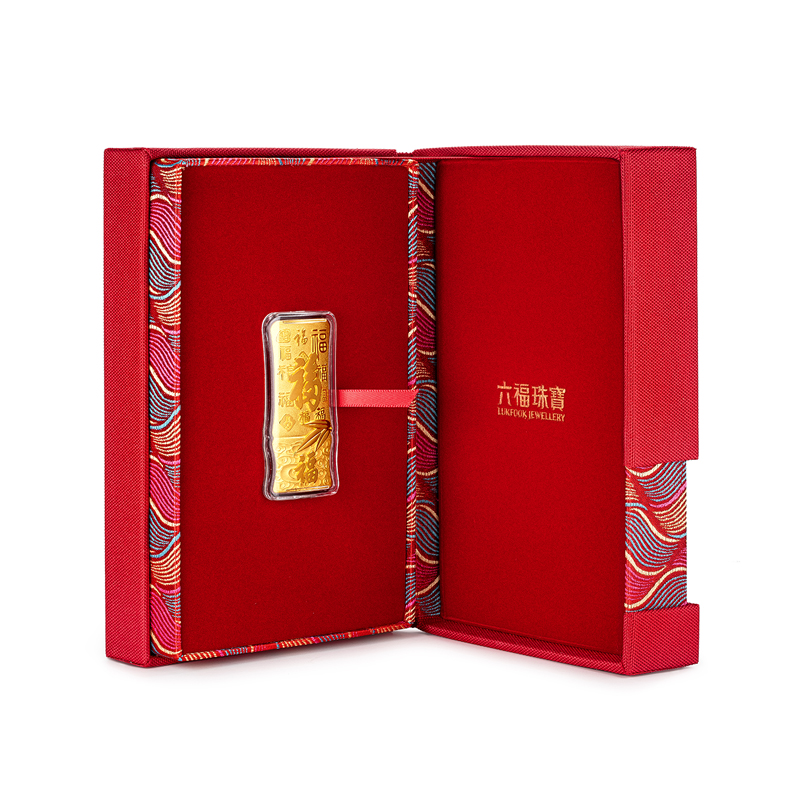 六福珠宝百福齐臻黄金投资金条20g50g收藏金摆件计价010893GA-50【联系客服补货】