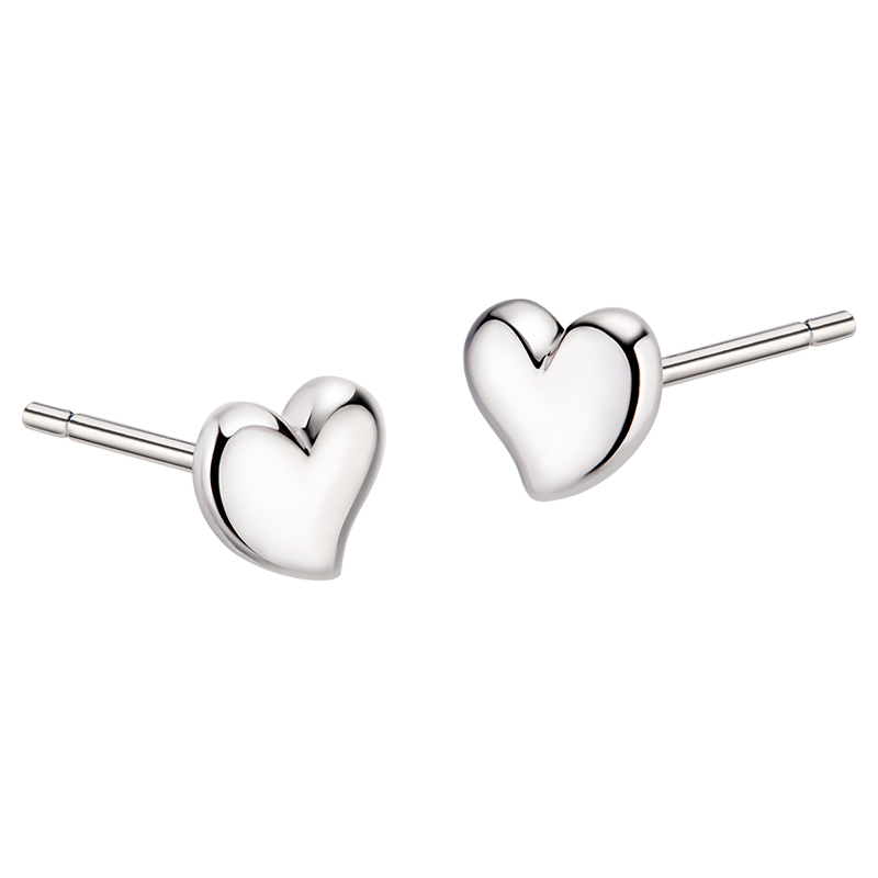 六福珠宝小爱心铂金耳钉耳环铂950女简约白金耳饰计价L04TBPE0006