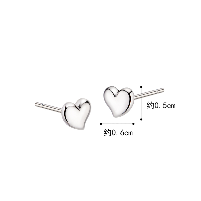 六福珠宝小爱心铂金耳钉耳环铂950女简约白金耳饰计价L04TBPE0006