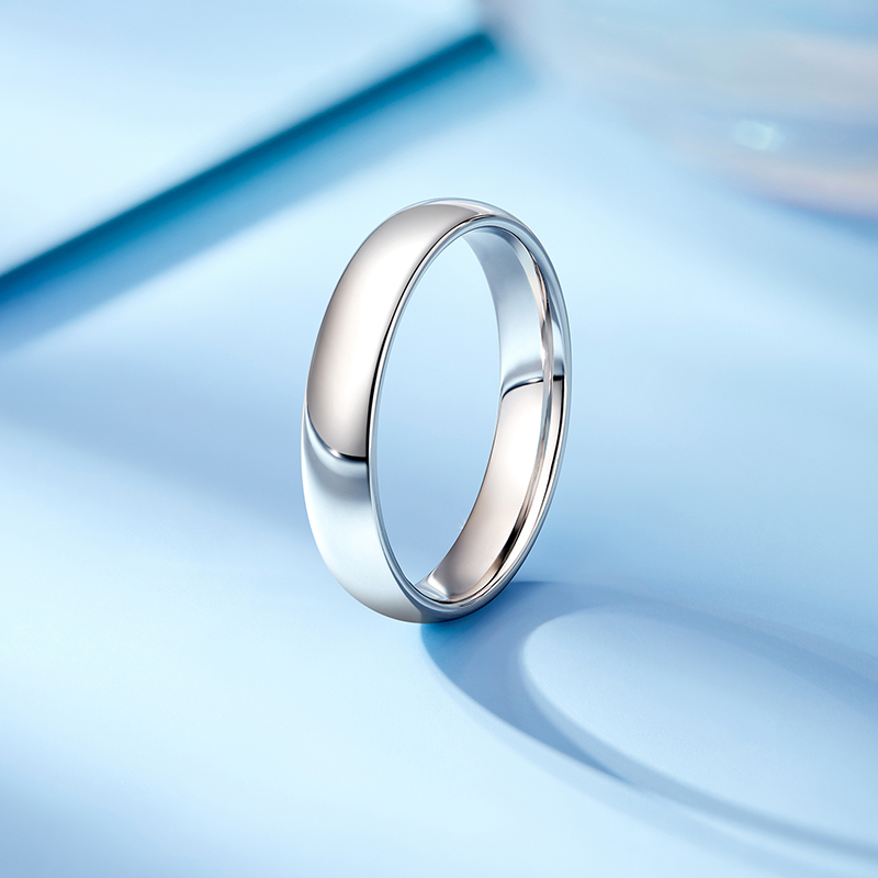 六福珠宝泥鳅背铂金戒指铂950男女款白金情侣对戒计价L04P0001DS
