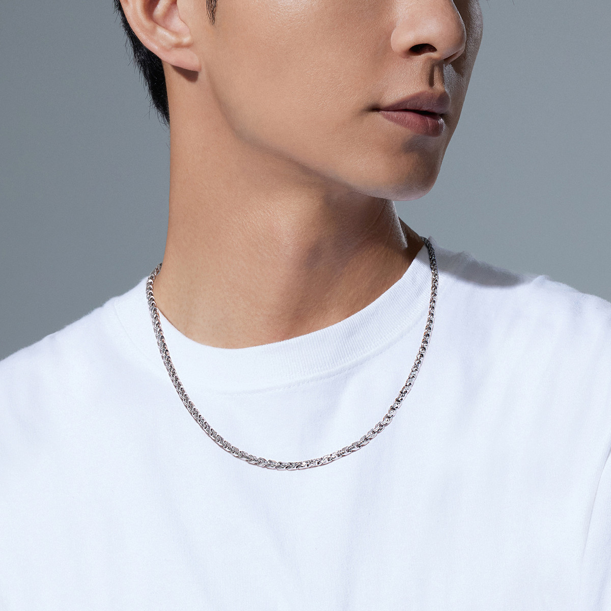 六福珠宝龙骨链铂金项链铂950男士款简约白金素链计价F63P0034DS【联系客服补货】【视频看货】