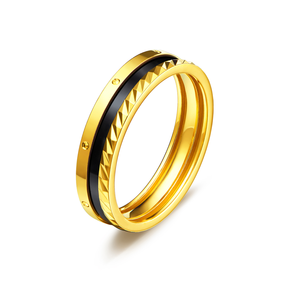 六福珠宝羽墨黄金戒指实心时尚足金首饰鎏彩工艺女计价G40G0002DS【联系客服补货】