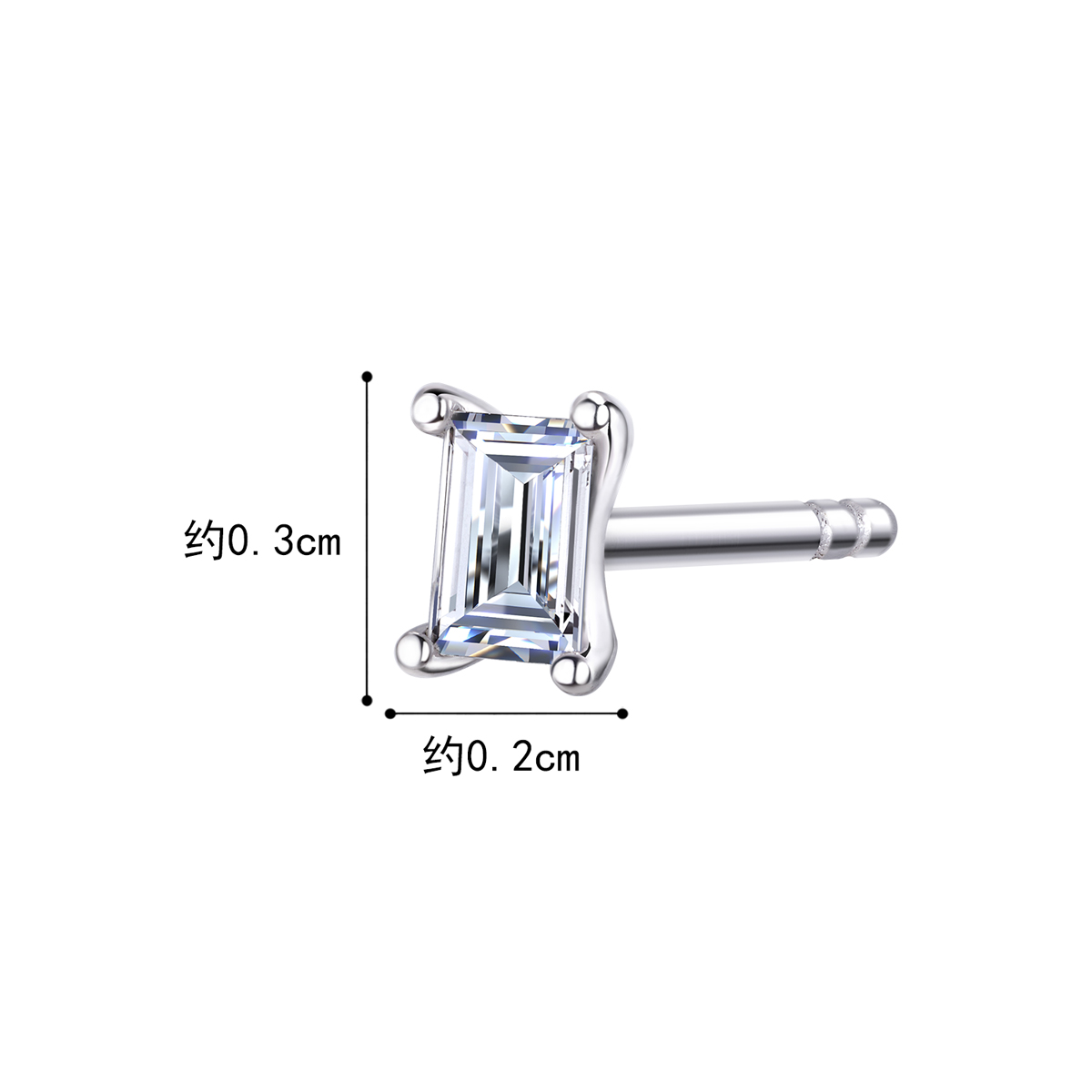 六福珠宝直方钻石耳钉耳环女款时尚18K金钻石耳饰单只定价33690A【联系客服补货】