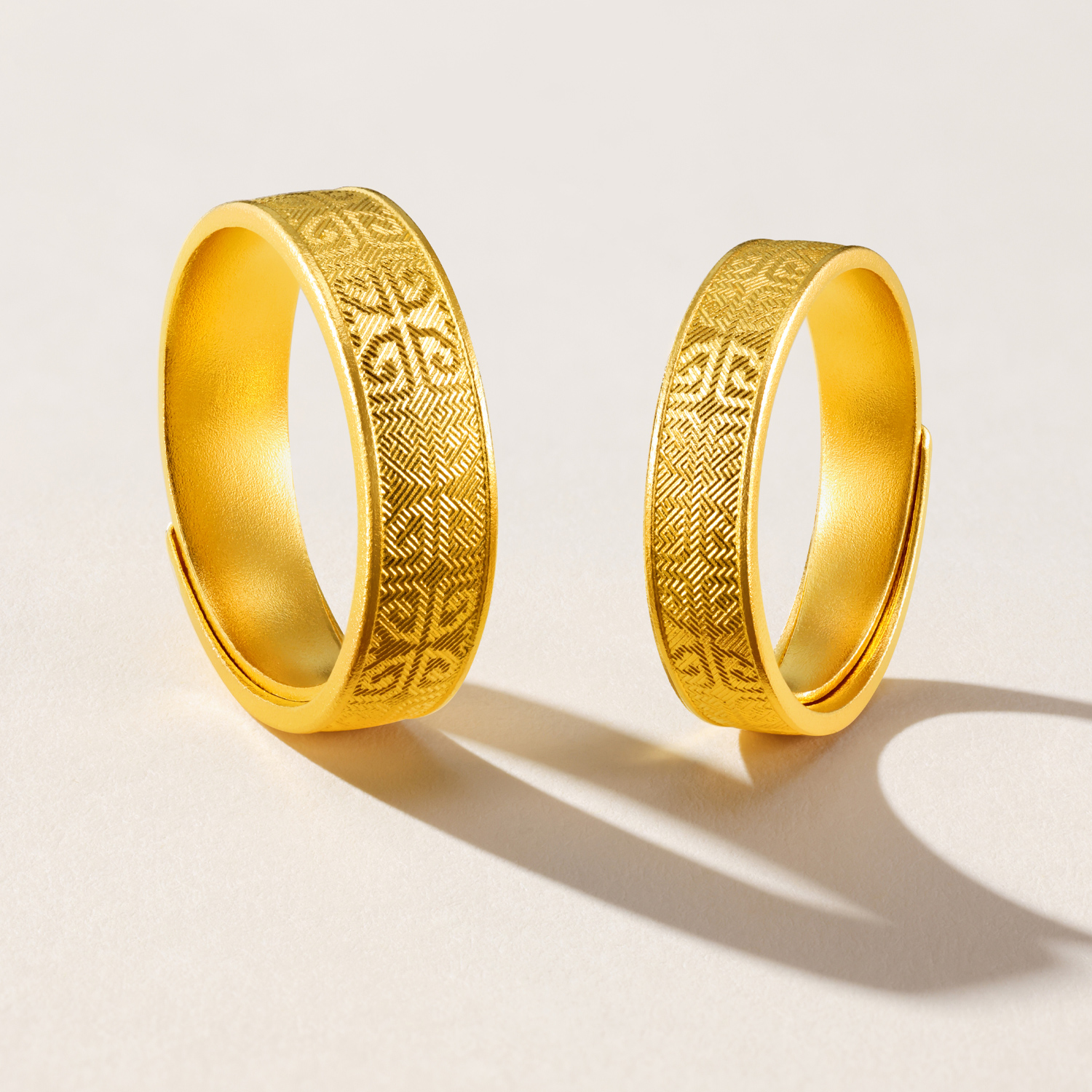 六福珠宝福满传家事事如意纹黄金戒指男女足金实心计价G16G0029DS【1V1直播看货】