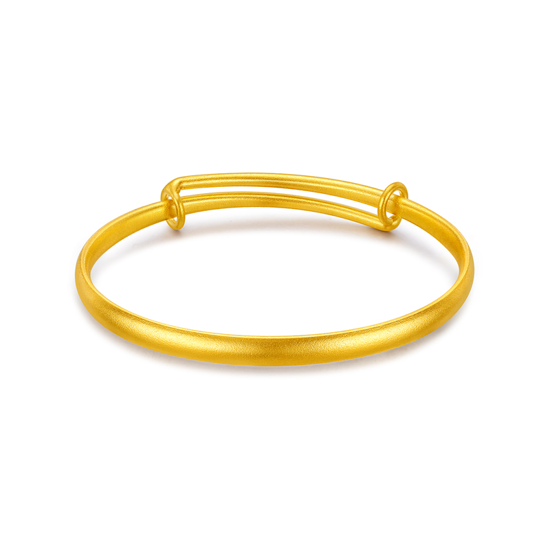 六福珠宝福满传家推拉古法黄金手镯宝宝儿童满月礼计价F48G0041DS