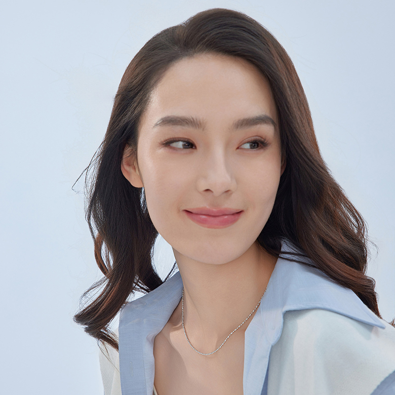 六福珠宝简约车花珠铂金项链铂950女闪耀白金素链计价G07P0005DS