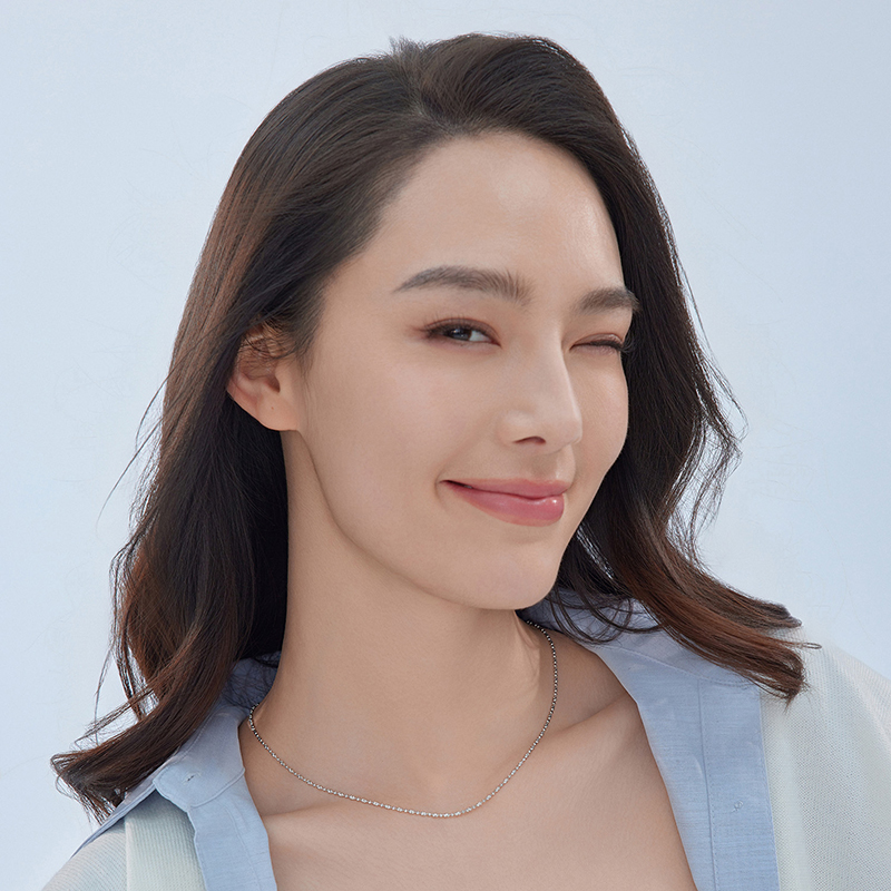 六福珠宝简约车花珠铂金项链铂950女闪耀白金素链计价G07P0005DS