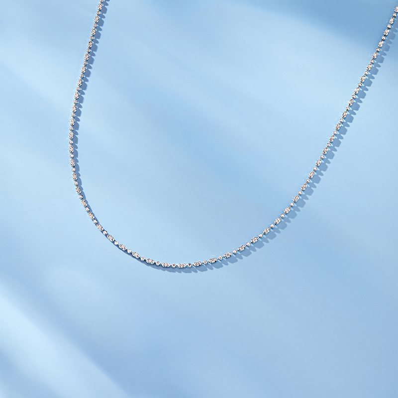 六福珠宝简约车花珠铂金项链铂950女闪耀白金素链计价G07P0005DS