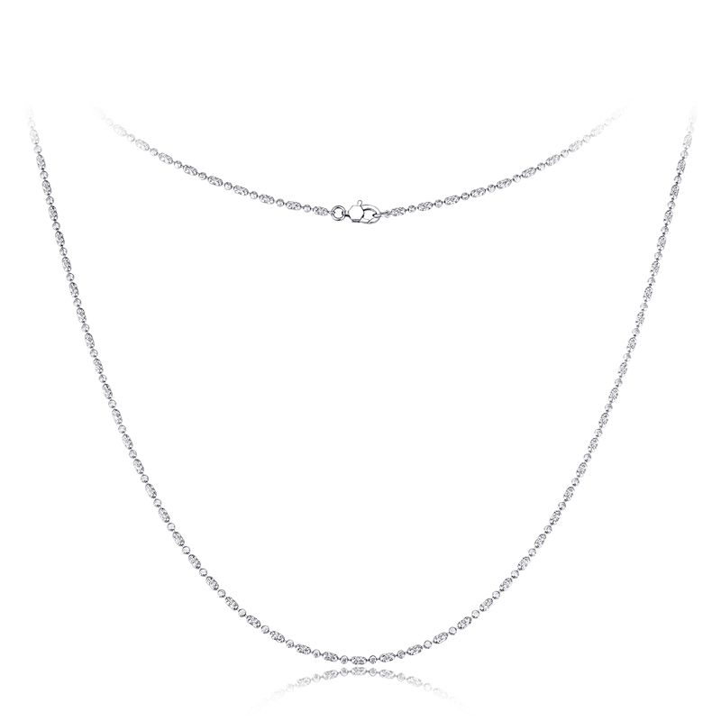 六福珠宝简约车花珠铂金项链铂950女闪耀白金素链计价G07P0005DS