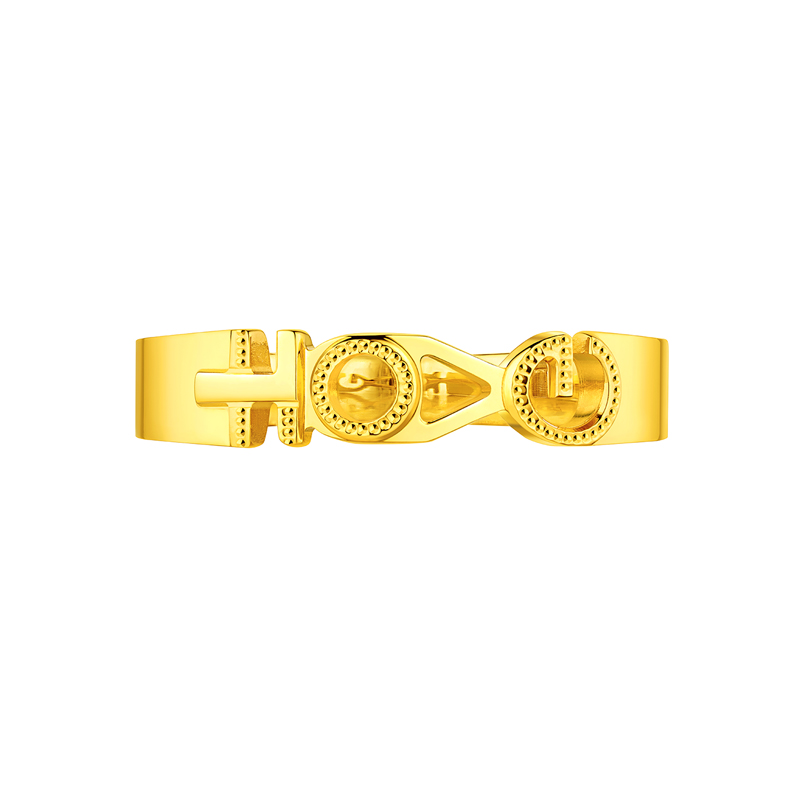六福珠宝Goldstyle囍爱时刻黄金戒指LOVE结婚情侣对戒020978MA【联系客服补货】