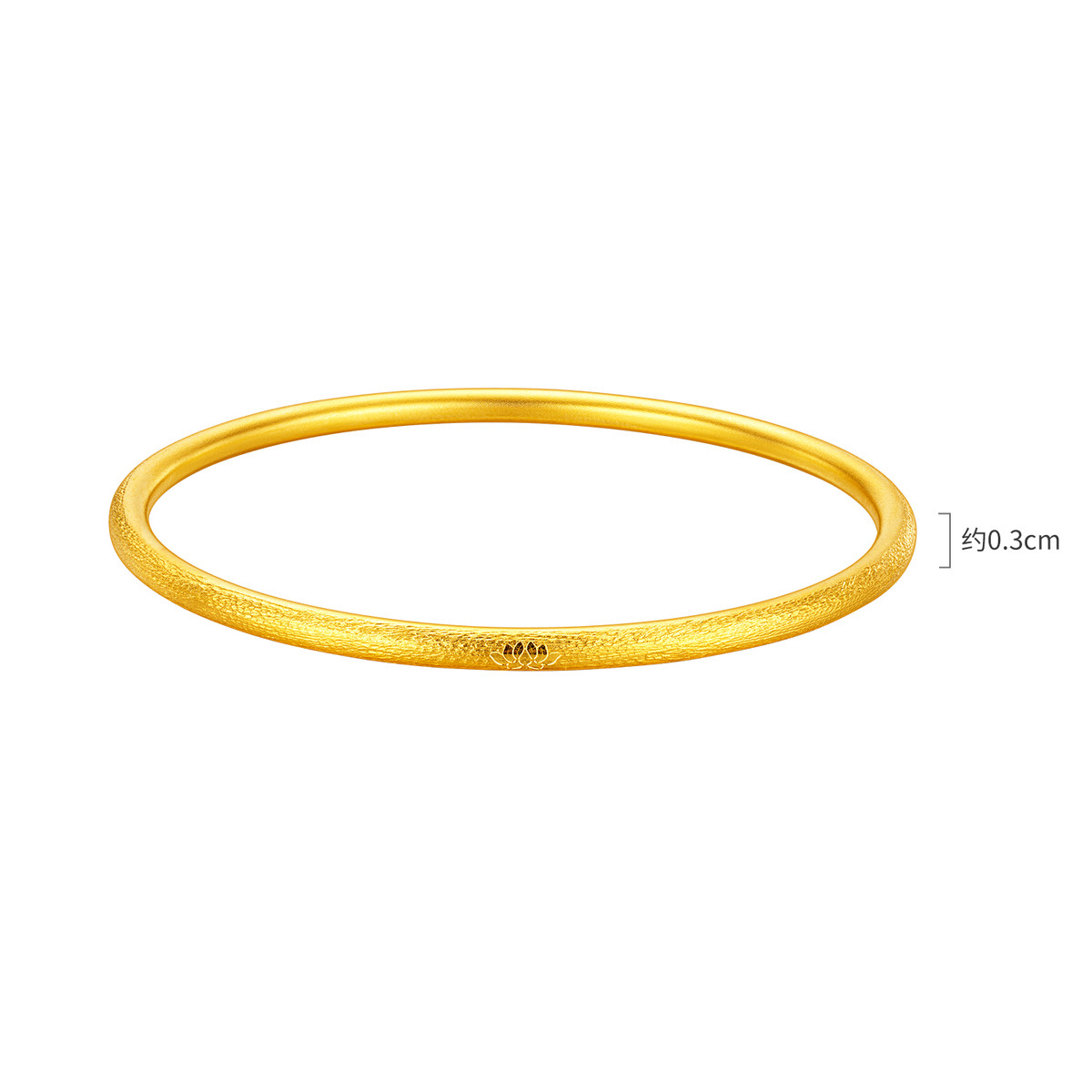 六福珠宝福运莲莲黄金手镯女莲花圆镯素圈足金镯子计价G33G0001DS【联系客服补货】【视频看货】