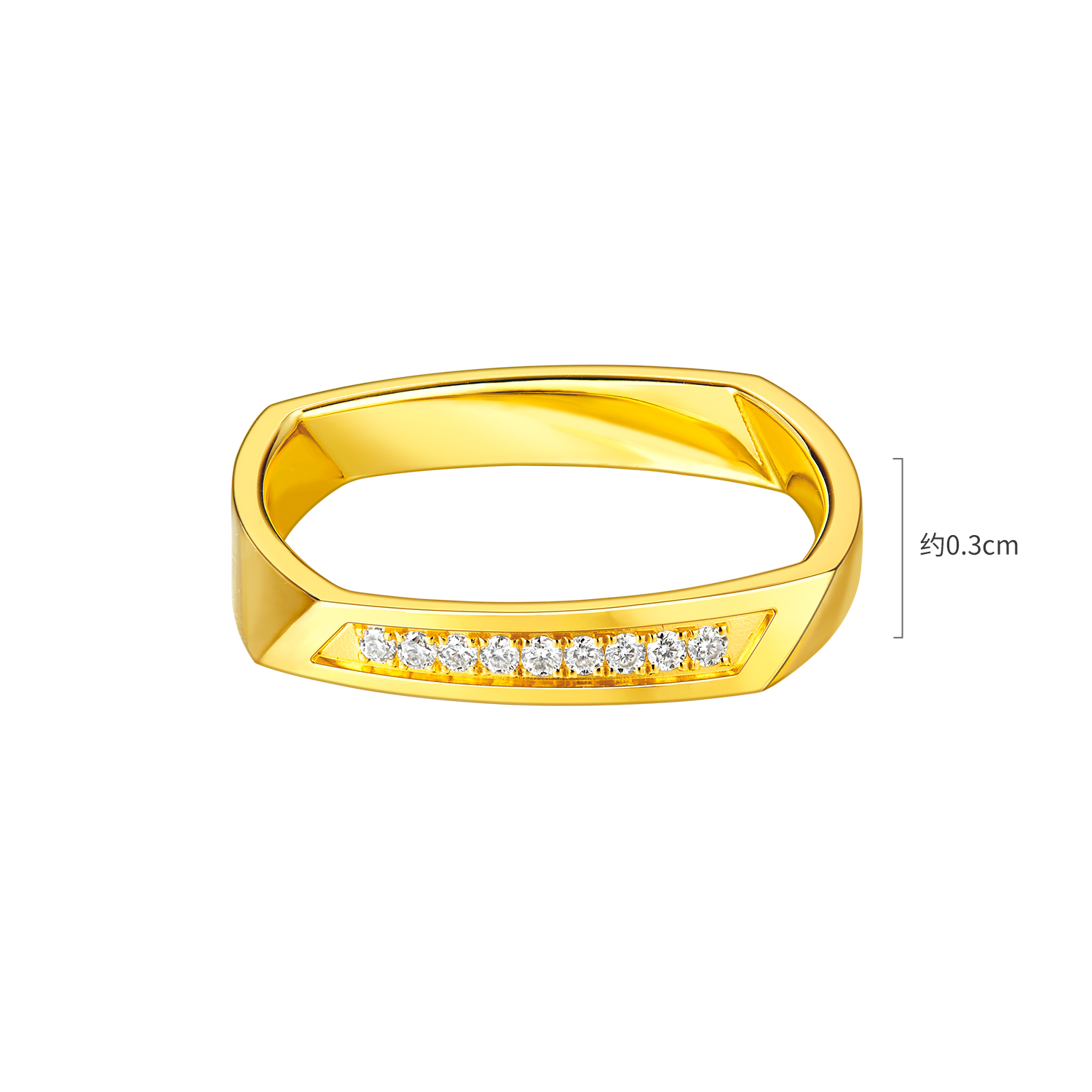 六福珠宝Goldstyle·X实心黄金戒指女款时尚钻石戒指足金029413FA
