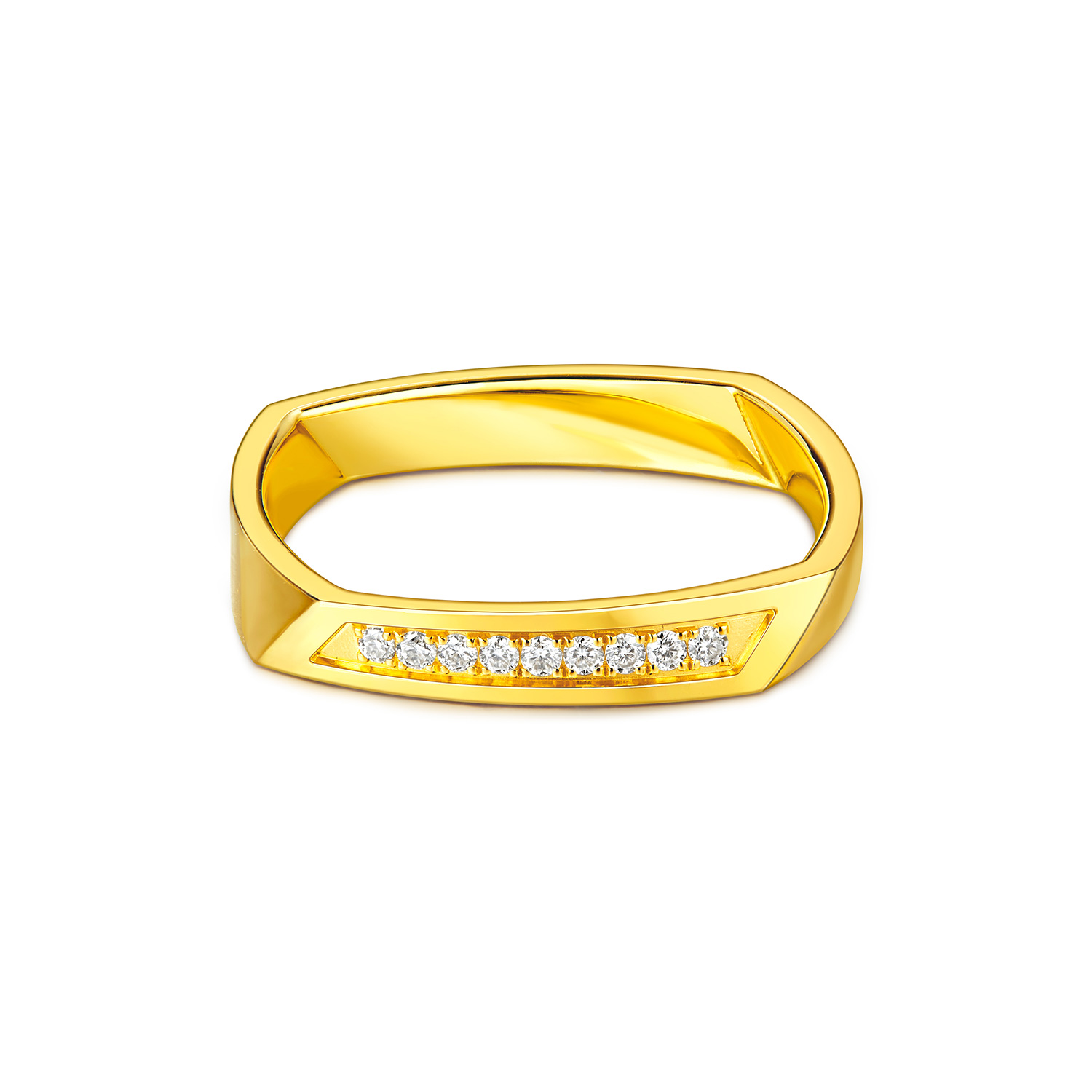 六福珠宝Goldstyle·X实心黄金戒指女款时尚钻石戒指足金029413FA