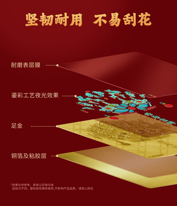 六福珠宝母后吉祥黄金手机贴足金夜光鎏彩凤冠送妈妈GJA0051DS【任意下单6.8折换购】