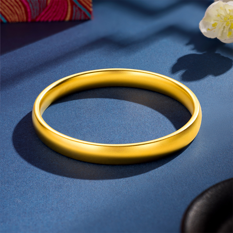 六福珠宝福满传家宽面轮胎黄金手镯女古法素圈镯子计价F41G0017DS【联系客服补货】【1V1直播看货】