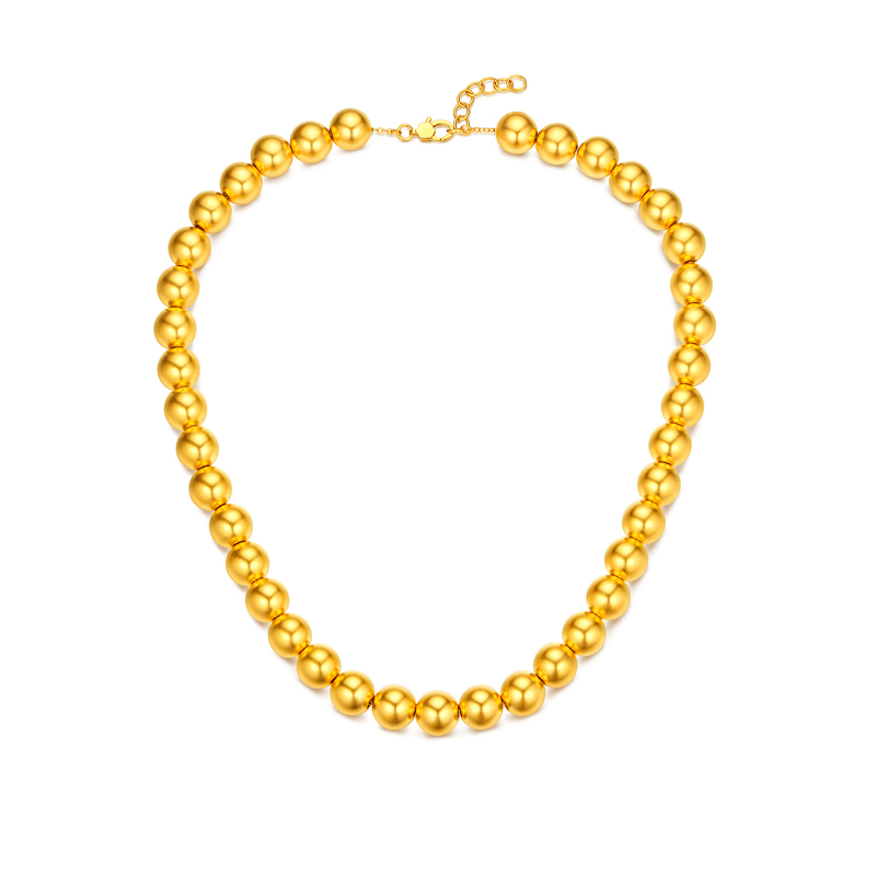 六福珠宝大金珠黄金足金硬金项链女款计价G16G0036DS【联系客服补货】
