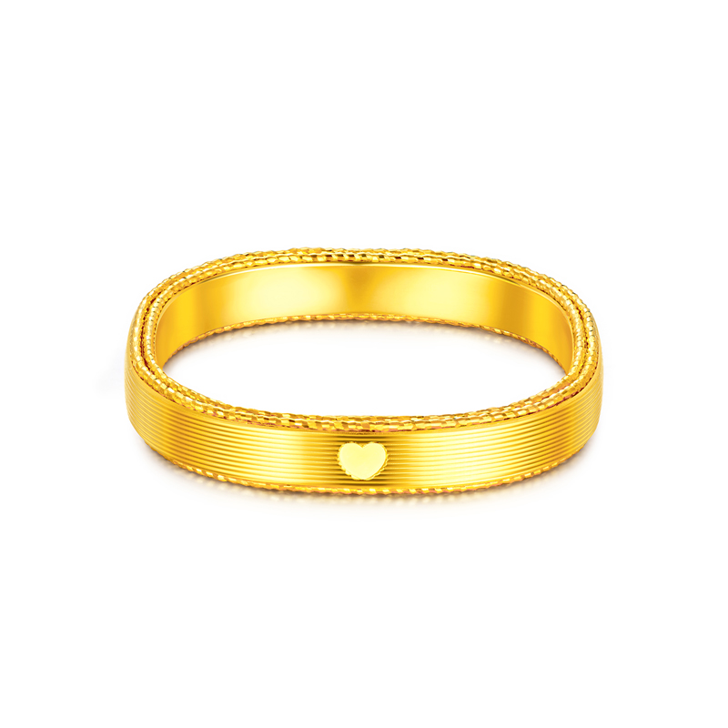 六福珠宝爱意缠绕情侣方圆黄金戒指男女款实心对戒计价GDG0013DS