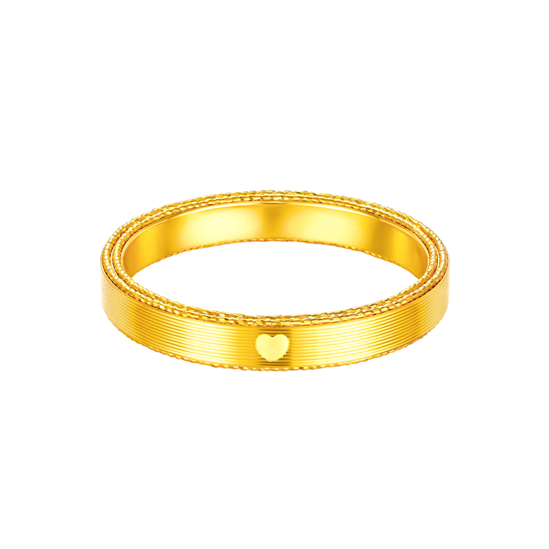 六福珠宝爱意缠绕情侣方圆黄金戒指男女款实心对戒计价GDG0013DS