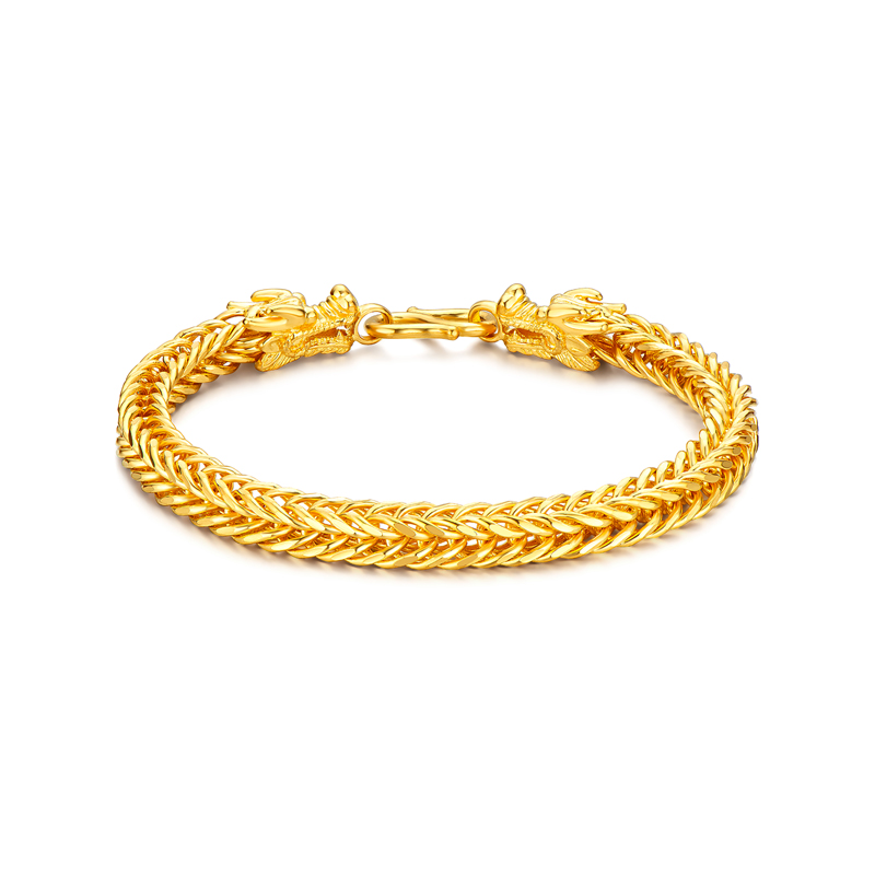 六福珠宝生肖龙头黄金手链男士款足金肖邦链素链计价B01TBGB0119【联系客服补货】【视频看货】