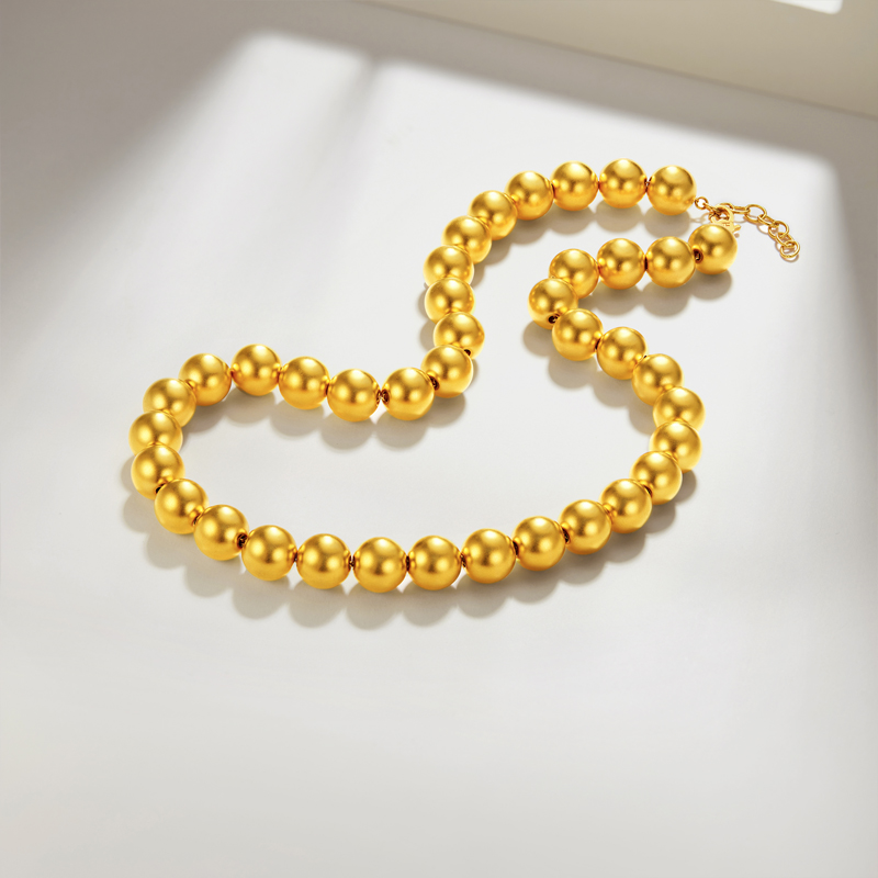 六福珠宝大金珠黄金足金硬金项链女款计价G16G0036DS【联系客服补货】