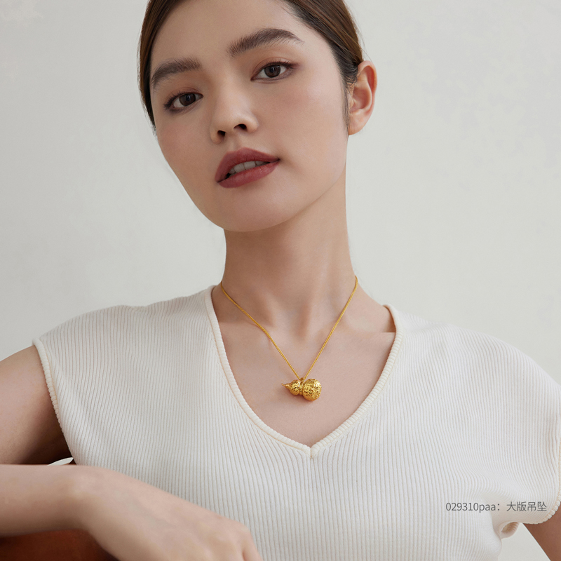 六福珠宝光影金葫芦黄金吊坠女款5G碎碎冰足金挂坠计价029310pab【1V1直播看货】