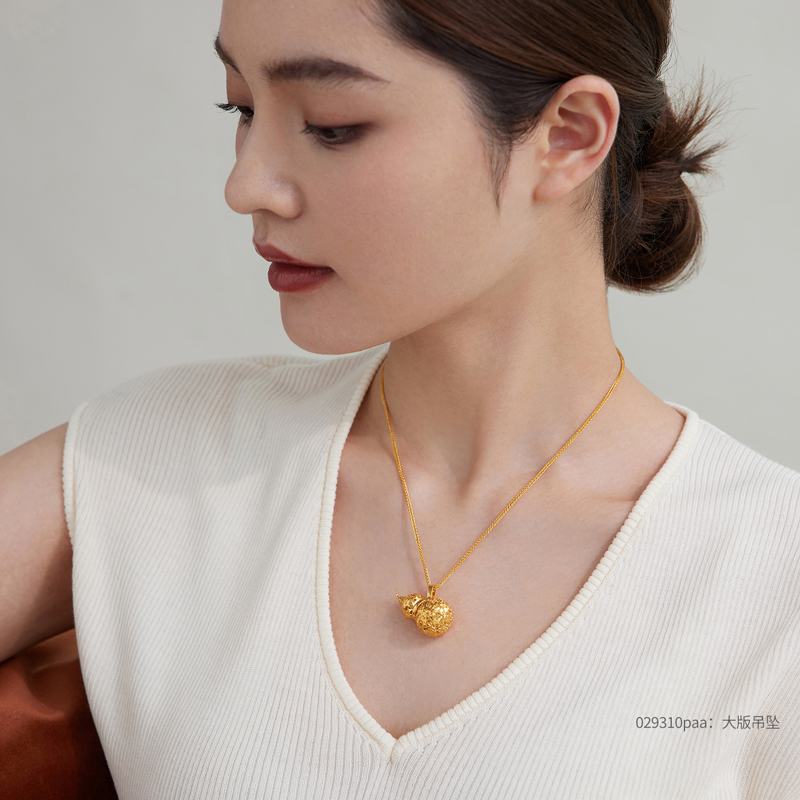 六福珠宝光影金葫芦黄金吊坠女款5G碎碎冰足金挂坠计价029310pab【1V1直播看货】