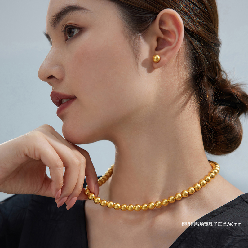 連休大幅値下げ❣️✨新品未使用✨GOLDEN  六福珠宝大金珠黄金足金硬金项链女款计价G16G0036DS【联系客服补