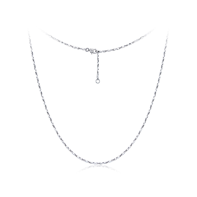 六福珠宝个性百搭白金链子女铂950铂金项链素链计价L04P0017DS