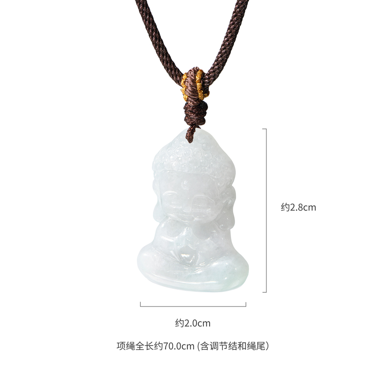 六福珠宝可爱宝宝佛翡翠吊坠女款翡翠玉佛项链日常玉坠FGP0002