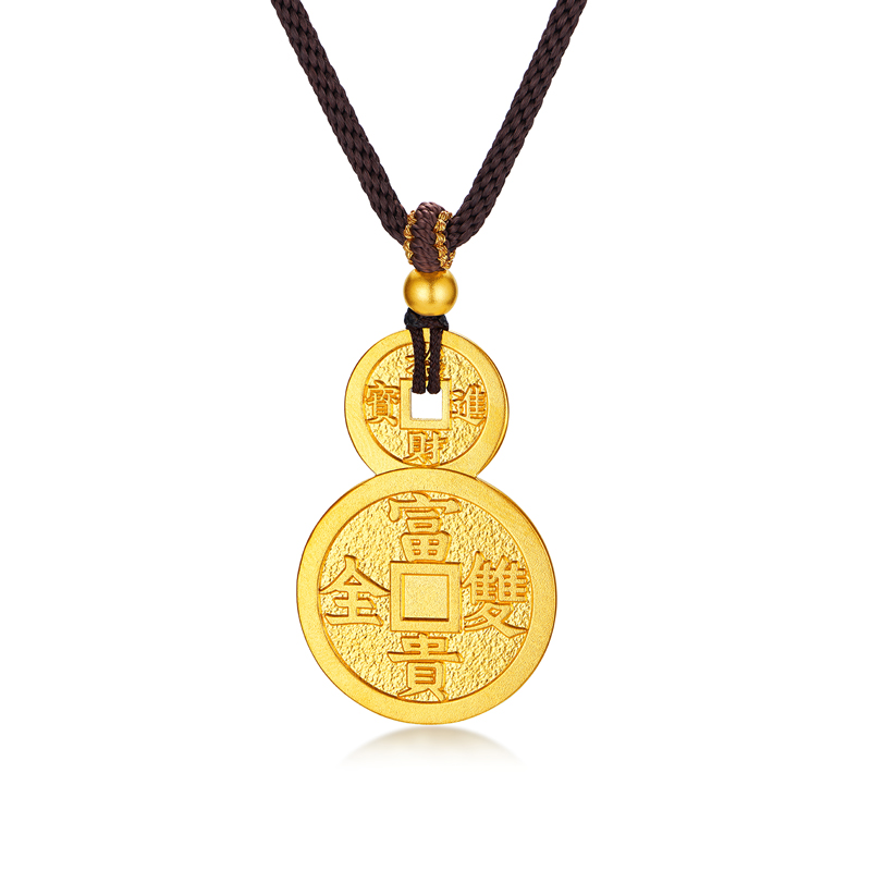六福珠宝福满传家马到功成黄金项链吊坠男女金铜钱计价G16G0046DS【联系客服补货】【1V1直播看货】