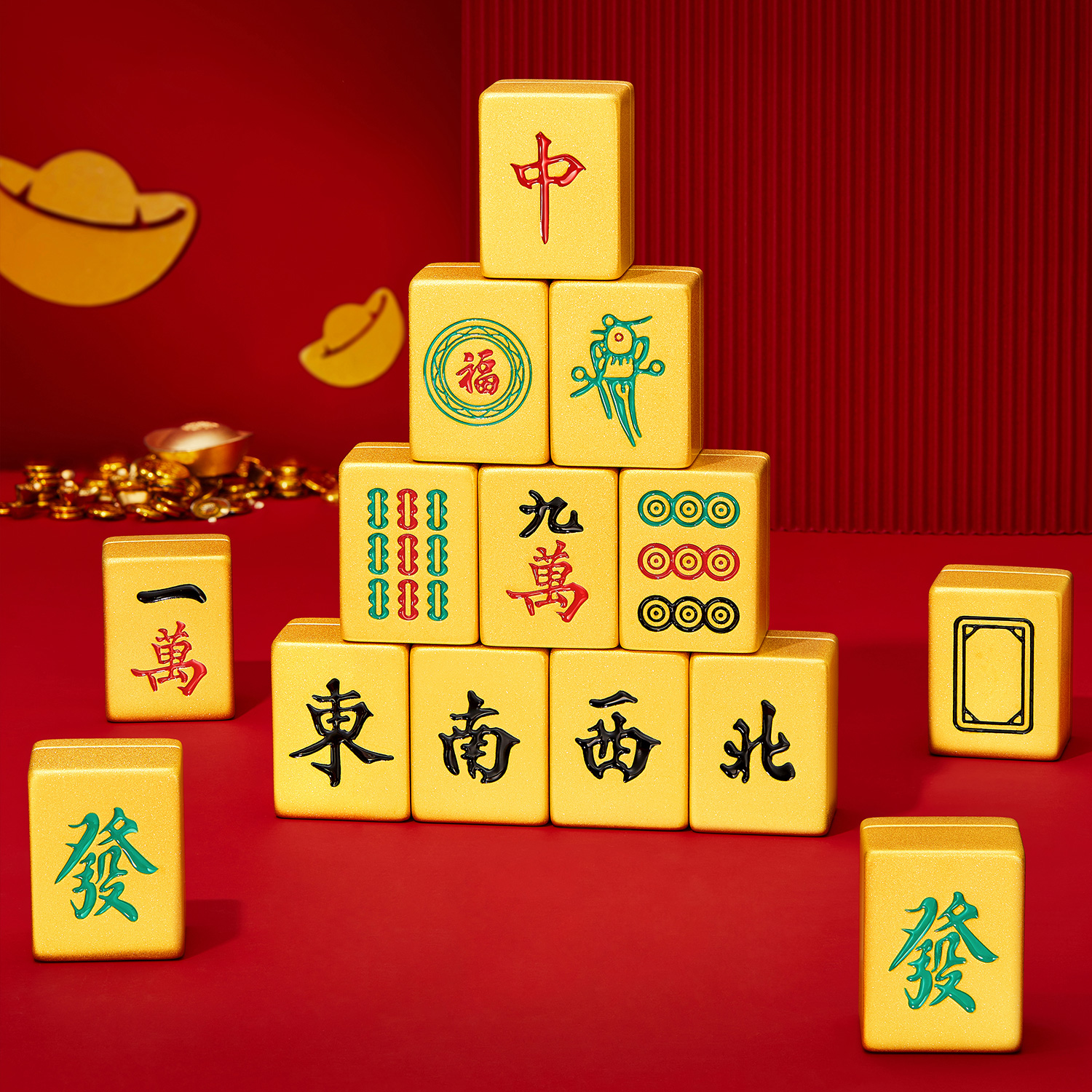 六福珠宝胡牌十三幺实体黄金摆件收藏工艺品DH0302【联系客服补货】