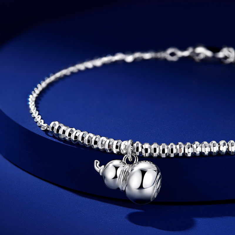 六福珠宝福禄随身铂金手链铂950女葫芦白金算盘珠计价F63P0044DS