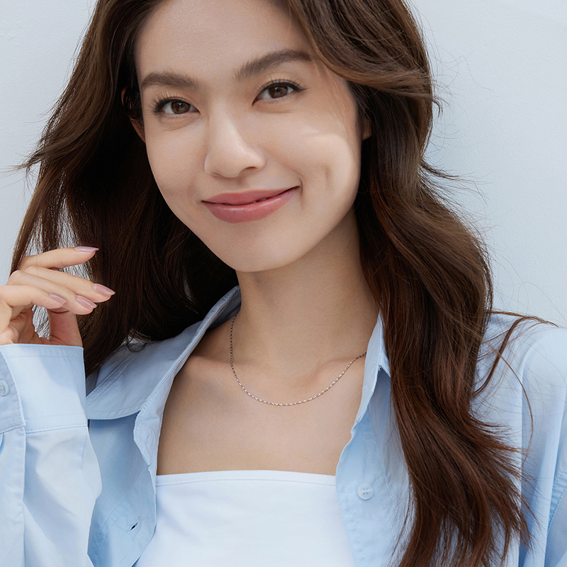 六福珠宝Pt950铂金项链女锁骨链白金满天星项链计价A03TBPN0005