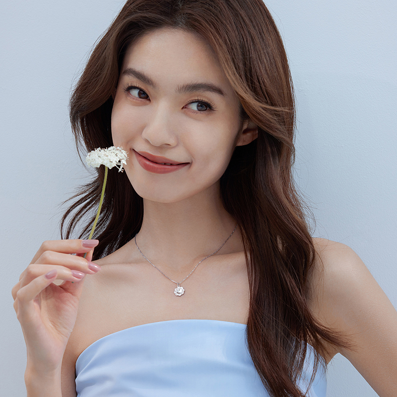 六福珠宝炫闪系列铂金项链女铂950碎碎冰白金套链计价F63P0017DS