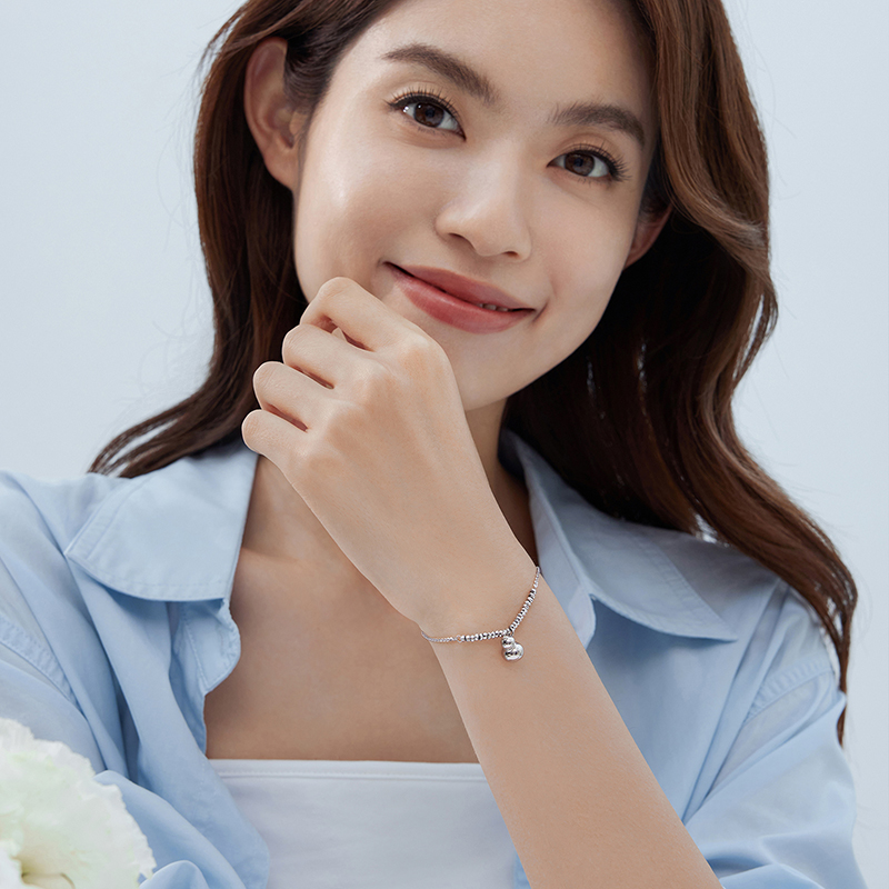 六福珠宝福禄随身铂金手链铂950女葫芦白金算盘珠计价F63P0044DS